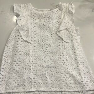NWT LOFT Lace Ruffle Shell